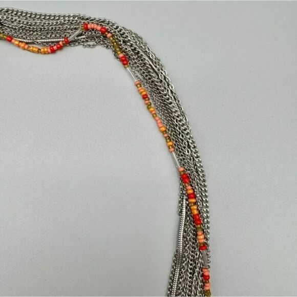 Vera Wang NecklacE Coral Pink Beads Silver Tone Layered Strands NWOT 28"-30" - Picture 7 of 10
